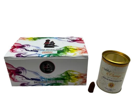 Goloka Backflow Cones - Orange Backflow Incense 24 Cones