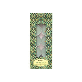Goloka - White Sage 10pk, 11g Tea Light Candle