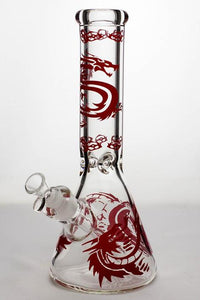 Bong en verre avec motif de dragon de 12 pouces et 9 mm d'épaisseur