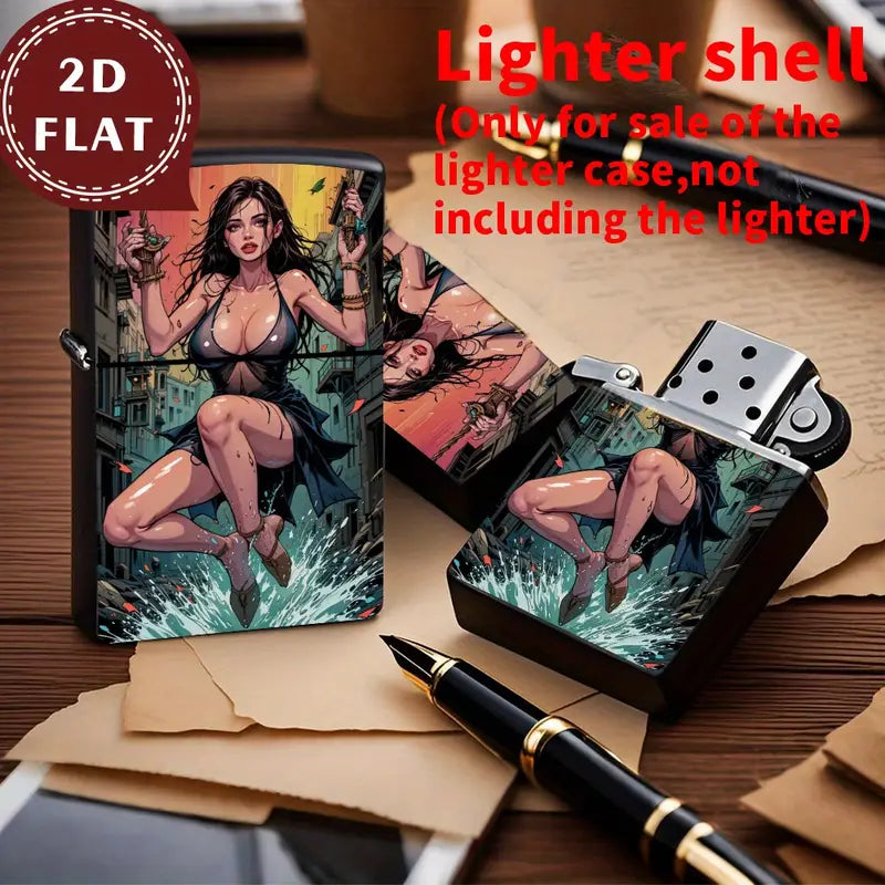 Retro Dynamic Female Illustration Lighter Shell