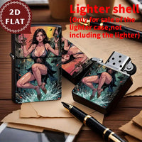 Retro Dynamic Female Illustration Lighter Shell
