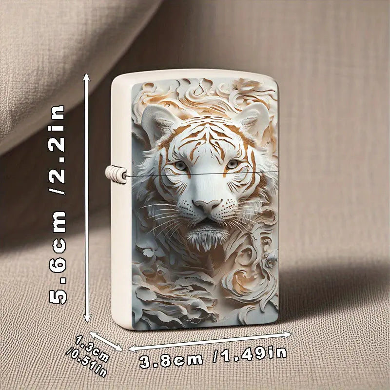 Carved Tiger Metal Lighter Case