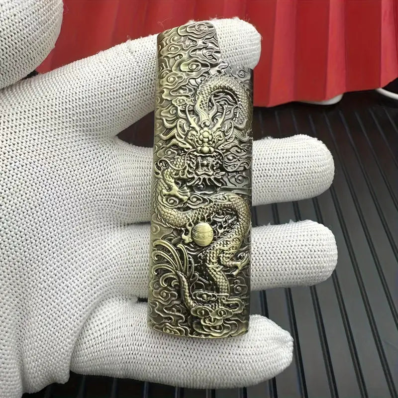 Dragon Pattern Embossed Zinc Alloy Lighter Case