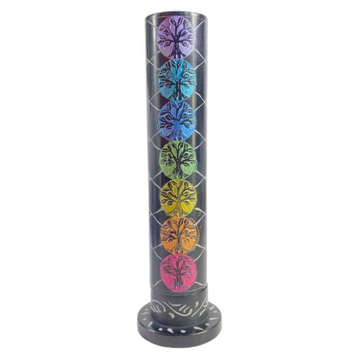 ZenN - Engraved Tree Of Life In Seven Chakra Colours Tower Ash Catcher