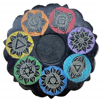 ZenN - Seven Chakra Carving & Seven Chakra Colours Lotus Shape Cone Burner