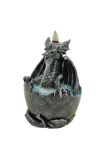 ZenN - Silver Black Dragon w/ LED Backflow Incense Burner 4.4x4.4x6.1”