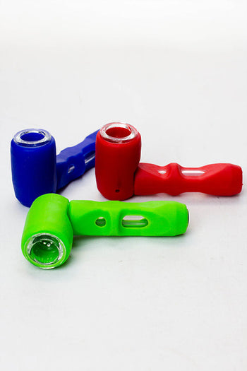 Pipe à main en silicone avec bol et tube en verre multi-trous