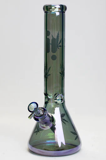 Infyniti Glass Leaf 14" 7mm Metallic Glass Water Bong