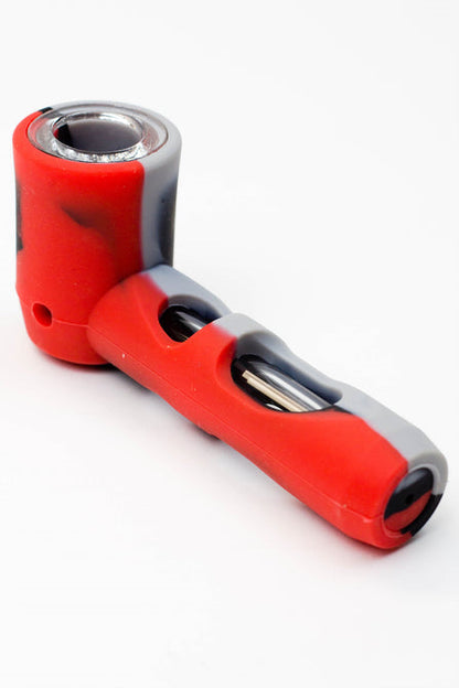 Pipe à main en silicone multicolore avec bol et tube en verre