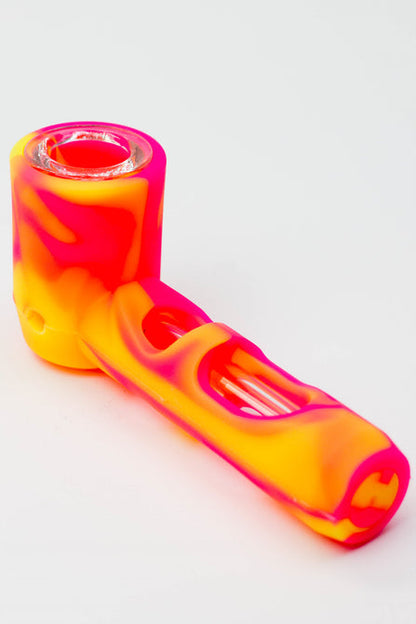 Pipe à main en silicone multicolore avec bol et tube en verre