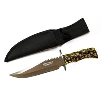 Defender - 10.8″ Serrated Blade Silver & Black Hunting Knife