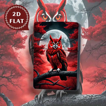 2D Flat Retro Fashion Red Owl & Moon Lighter Shell