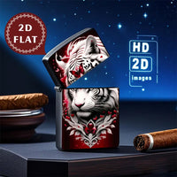 2D Flat White Tiger Retro Fashion Lighter Shell