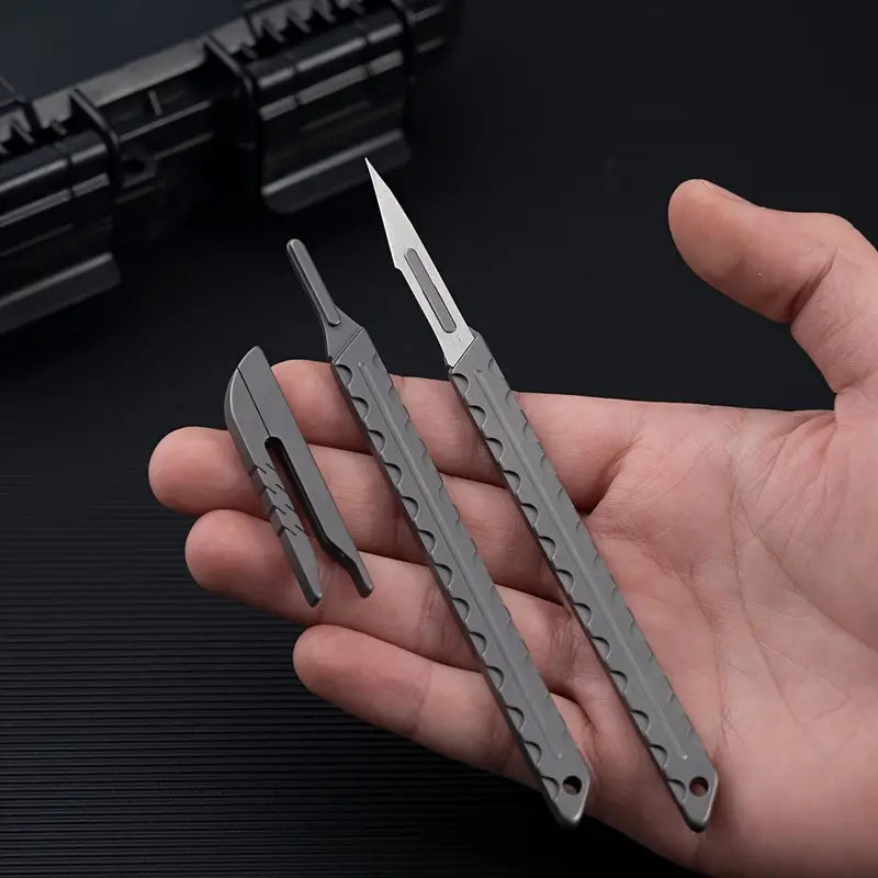 Titanium Alloy Carving Knife Handle w/ 10 Carbon Steel Blades