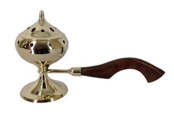 ZenN - Brass Charcoal Burner w/ Wooden Handle