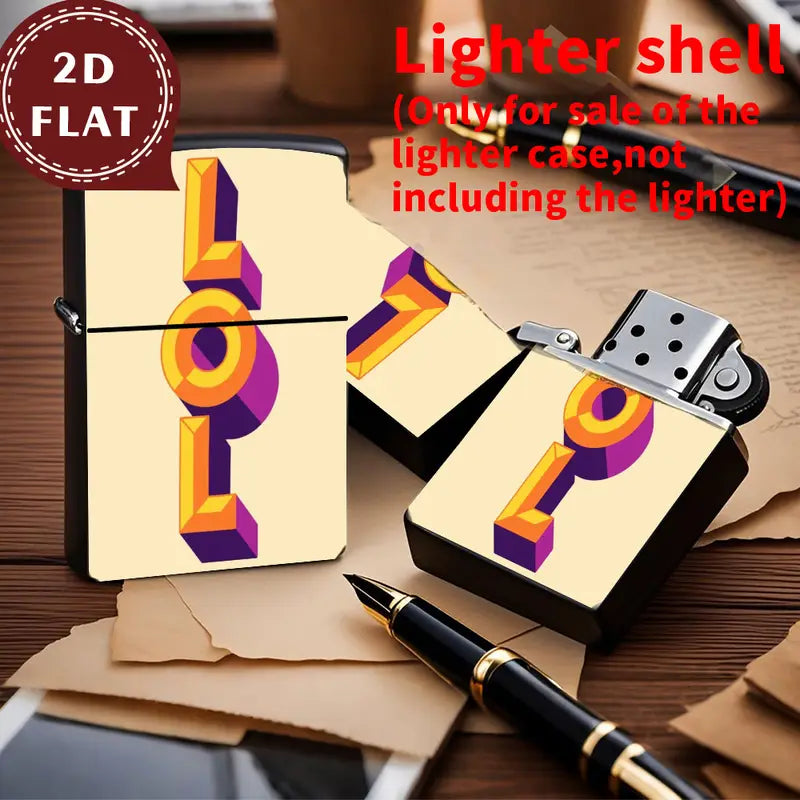 2D Retro "LOL" Geometric Lettering Lighter Shell