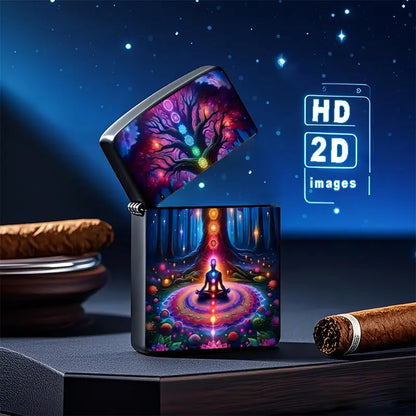 Vibrant Chakra Meditation Forest Art Aluminum Lighter Shell
