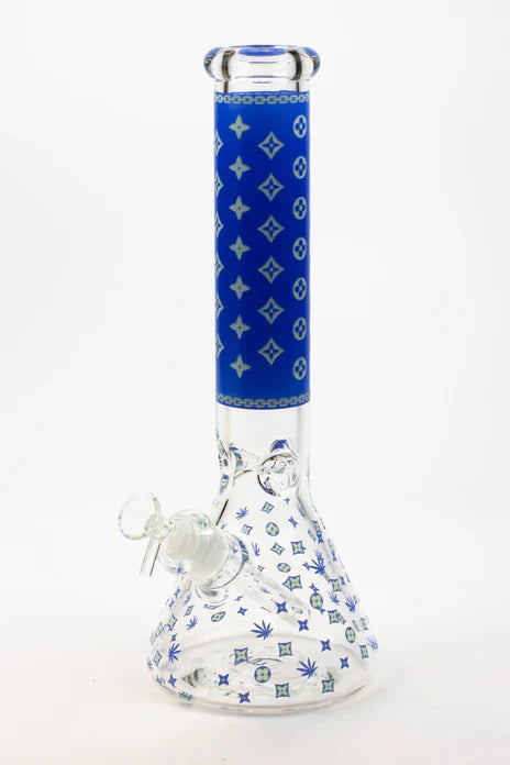 14" Glow in the Dark Luxury Pattern 7mm Beaker Bong