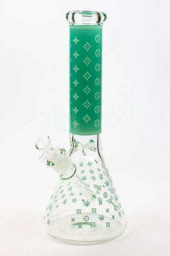 14" Glow in the Dark Luxury Pattern 7mm Beaker Bong