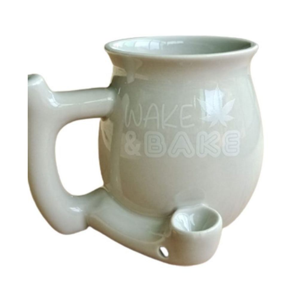 14oz Ceramic Grey Mug Hand Pipe