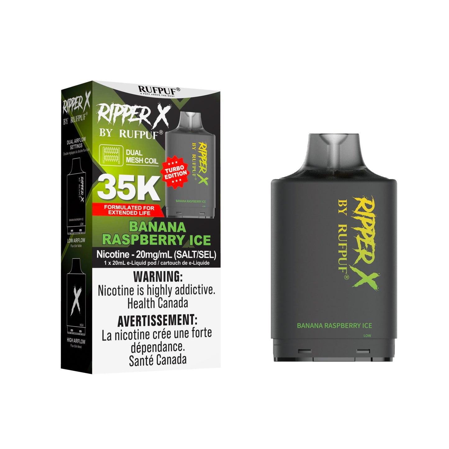 Pod de remplacement Gcore Rufpuf Ripper X 20 ml 20 000 ou 25 000 bouffées niveau X