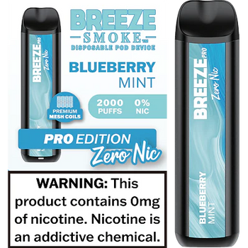 Vape jetable Breeze Pro Zero Nic 2000 bouffées 6 ml