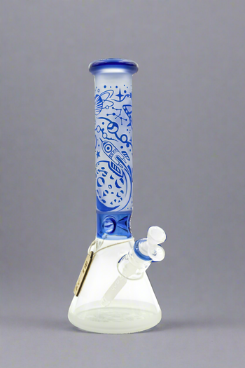 Bong Cheech Glass 14" en forme de vaisseau spatial avec gobelet sablé