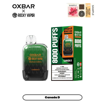 Vape jetable rechargeable OXBAR X Rocky Vapor G8000 18 ml