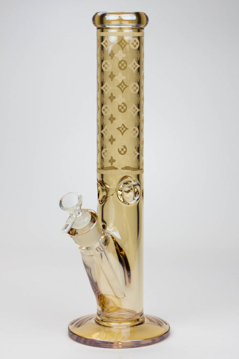 14" Luxury Designer Logo 7mm Electroplated Straight Tube Bong