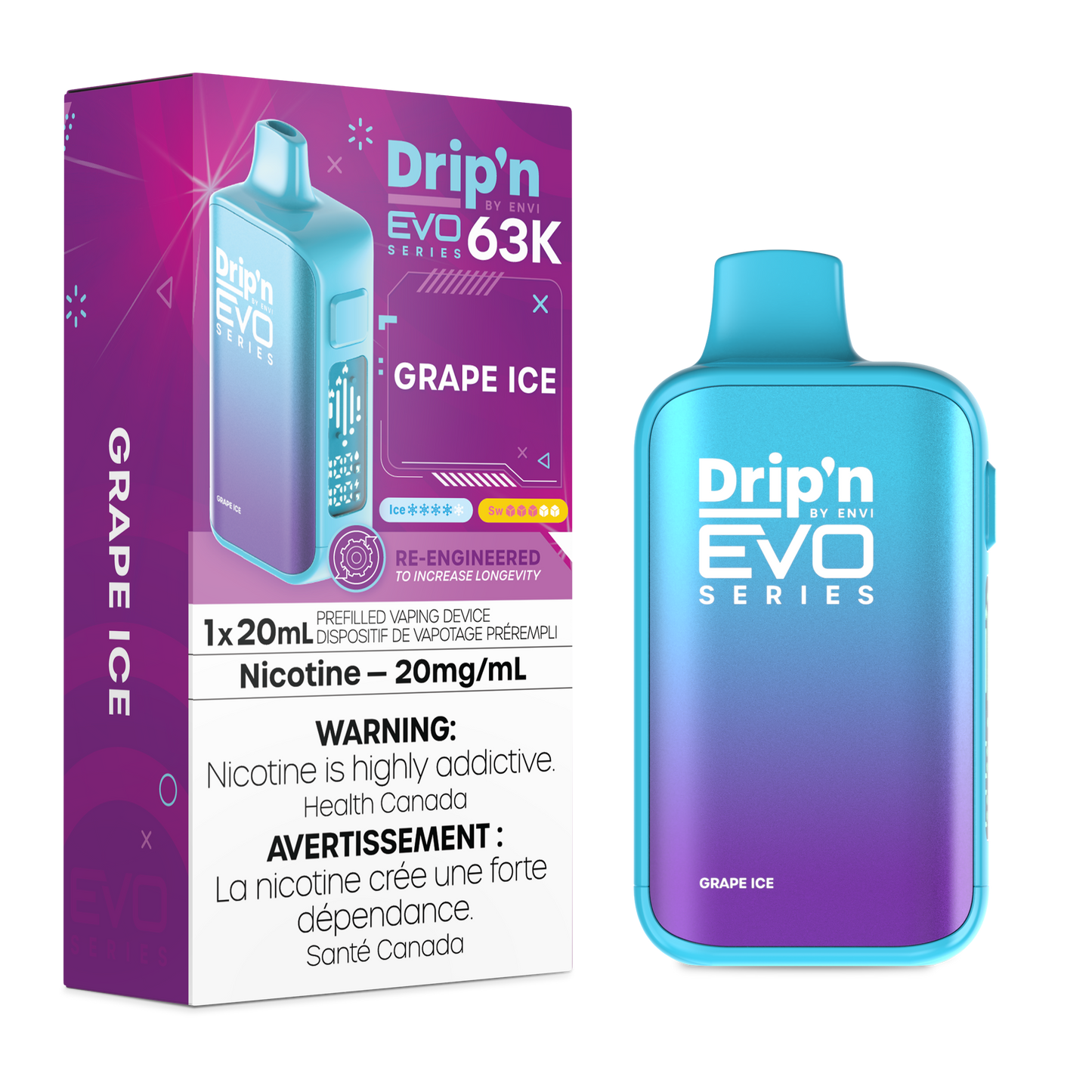 ENVI Drip'n EVO 63K Rechargeable Disposable Vape 20mL