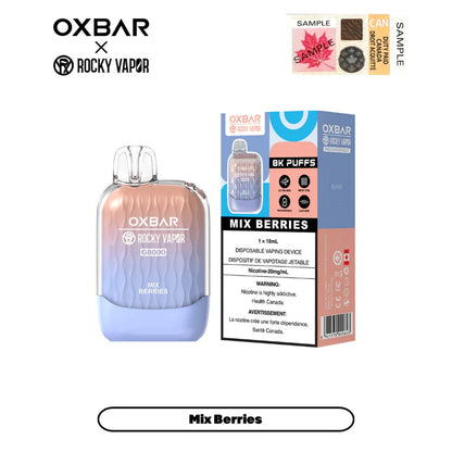 Vape jetable rechargeable OXBAR X Rocky Vapor G8000 18 ml