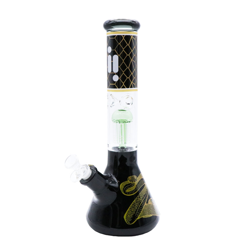 Infyniti Untamed 14" 7mm Classic Beaker Water Bong - Cobra gold beaker side front view