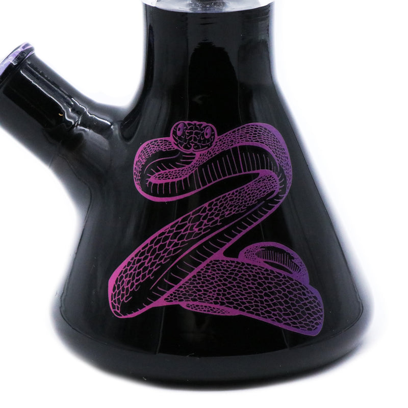 Infyniti Untamed 14" 7mm Classic Beaker Water Bong - Cobra purple snake side view