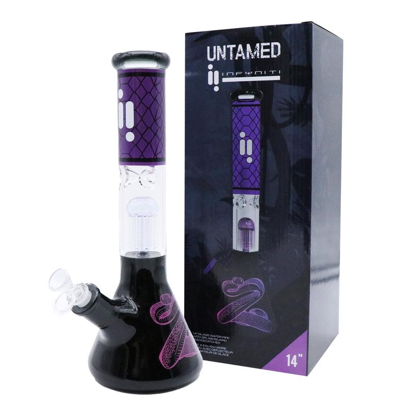 Infyniti Untamed 14" 7mm Classic Beaker Water Bong - Cobra purple with box and beaker bong