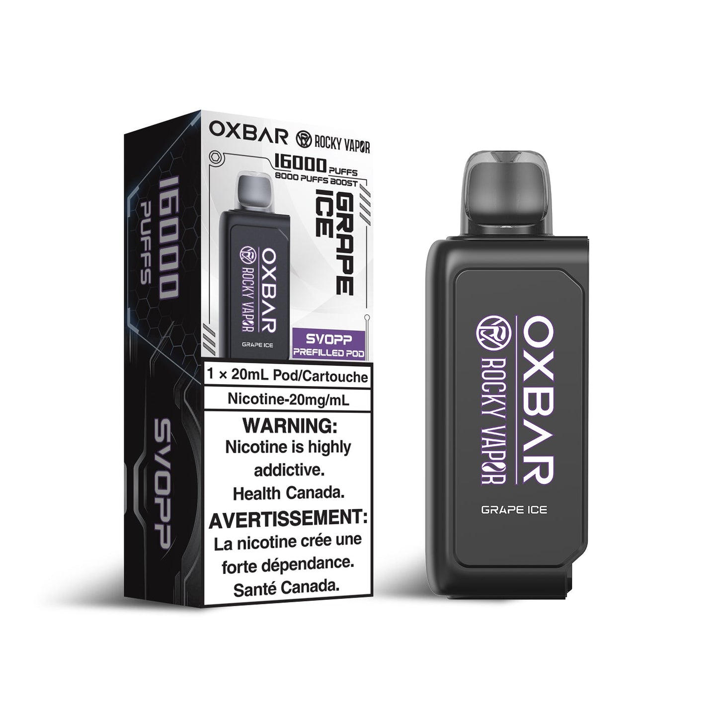 OXBAR x Rocky Vapor SVOPP 16000 Puff Pods Grape Ice