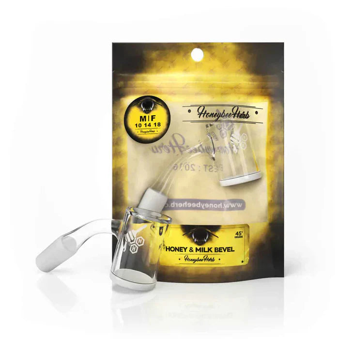 Honeybee Herb - 14mm 45 Degree Honey & Milk Bevel Quartz Banger - Male