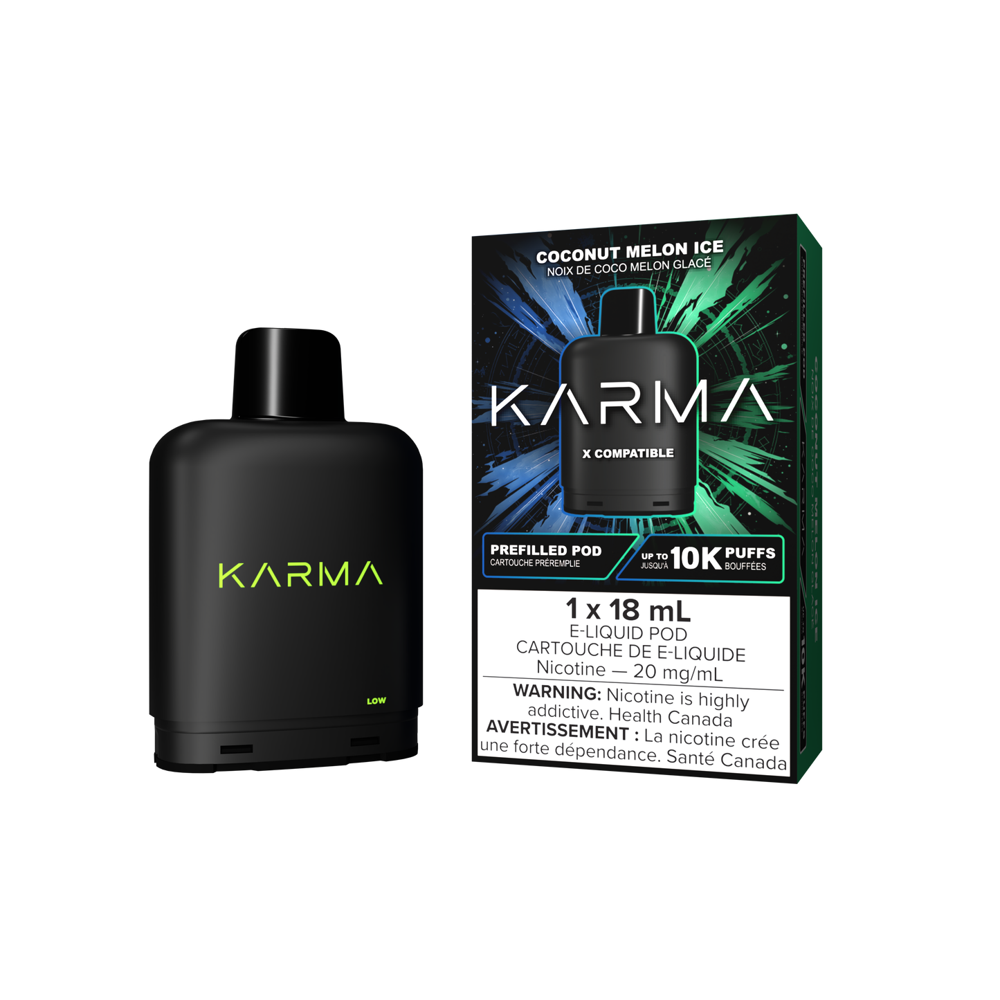 KARMA 10000 Puff 18mL X Compatible Replacement Pods Coconut Melon Ice