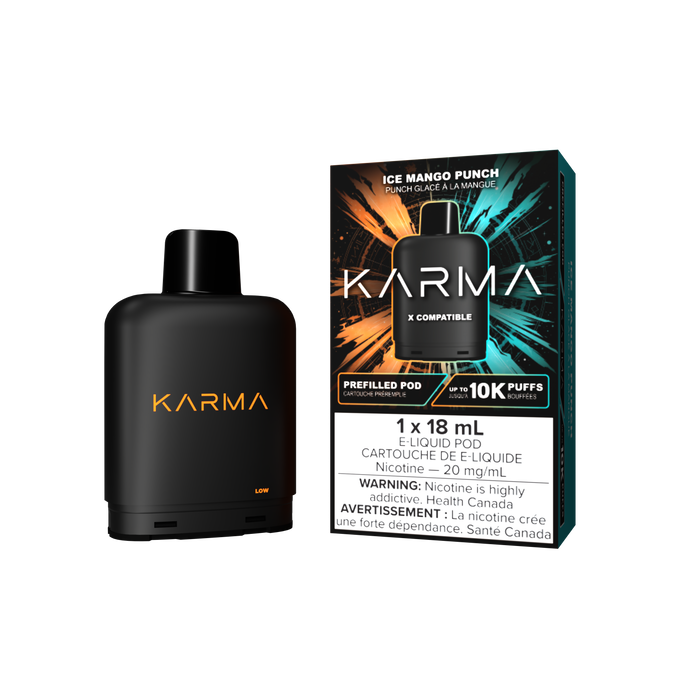 KARMA 10000 Puff 18mL X Compatible Replacement Pods Ice Mango Peach