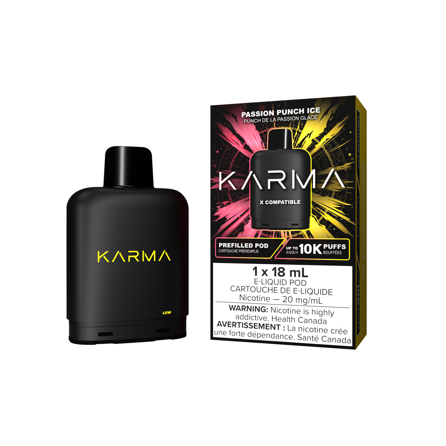 KARMA 10000 Puff 18mL X Compatible Replacement Pods Passion Punch Ice 