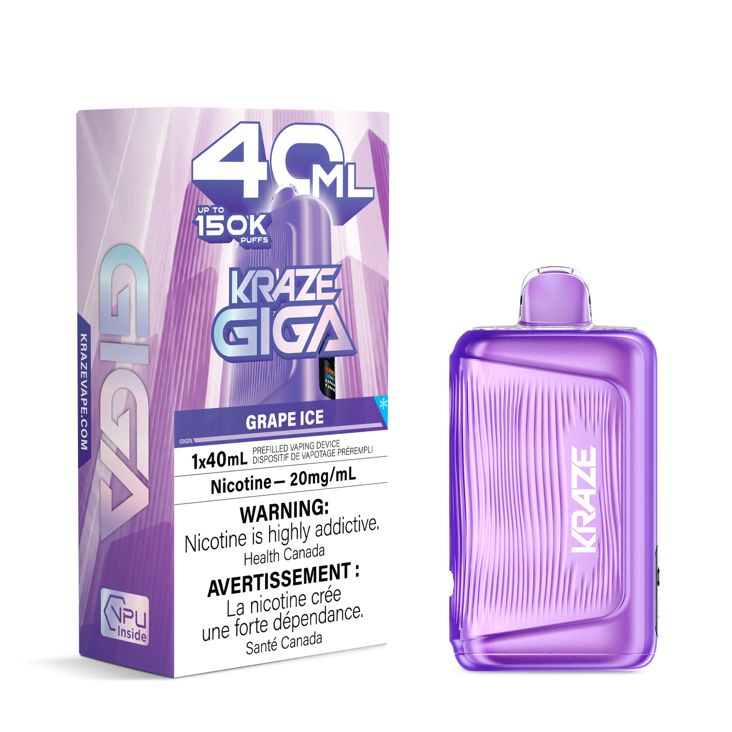 Kraze Giga Rechargeable Disposable Vape 40mL