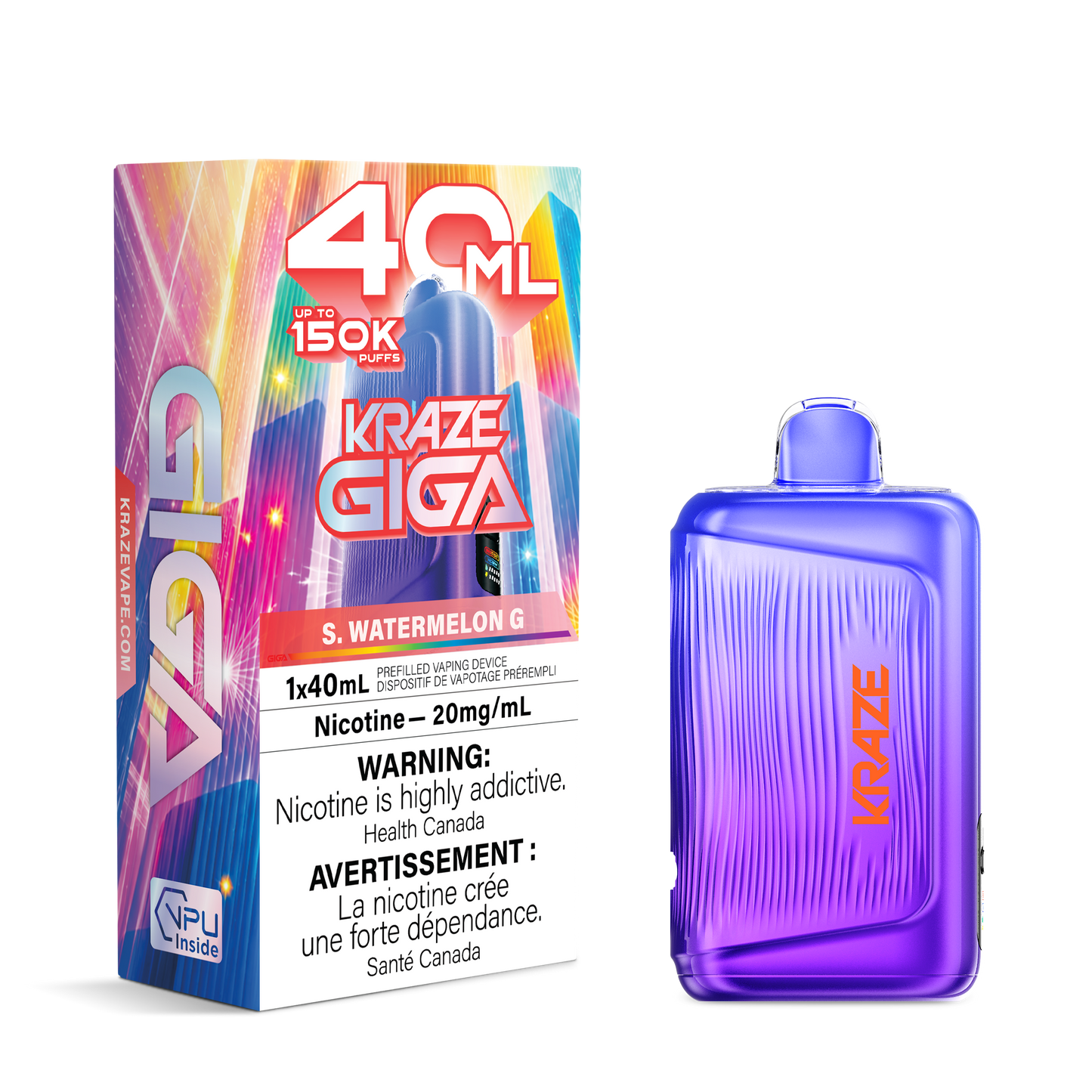 Kraze Giga Rechargeable Disposable Vape 40mL