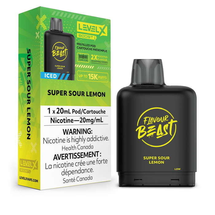 Flavour Beast Level X Boost Replacement Pod 20mL 15000 Puff Super Sour Lemon Iced