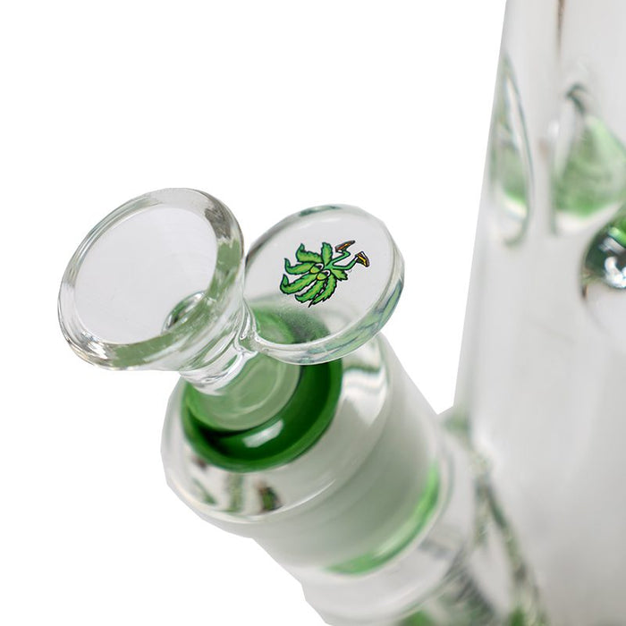 Johnny Green - 16″ 9mm Straight Tube w/ Grid Percolator Slide – Green