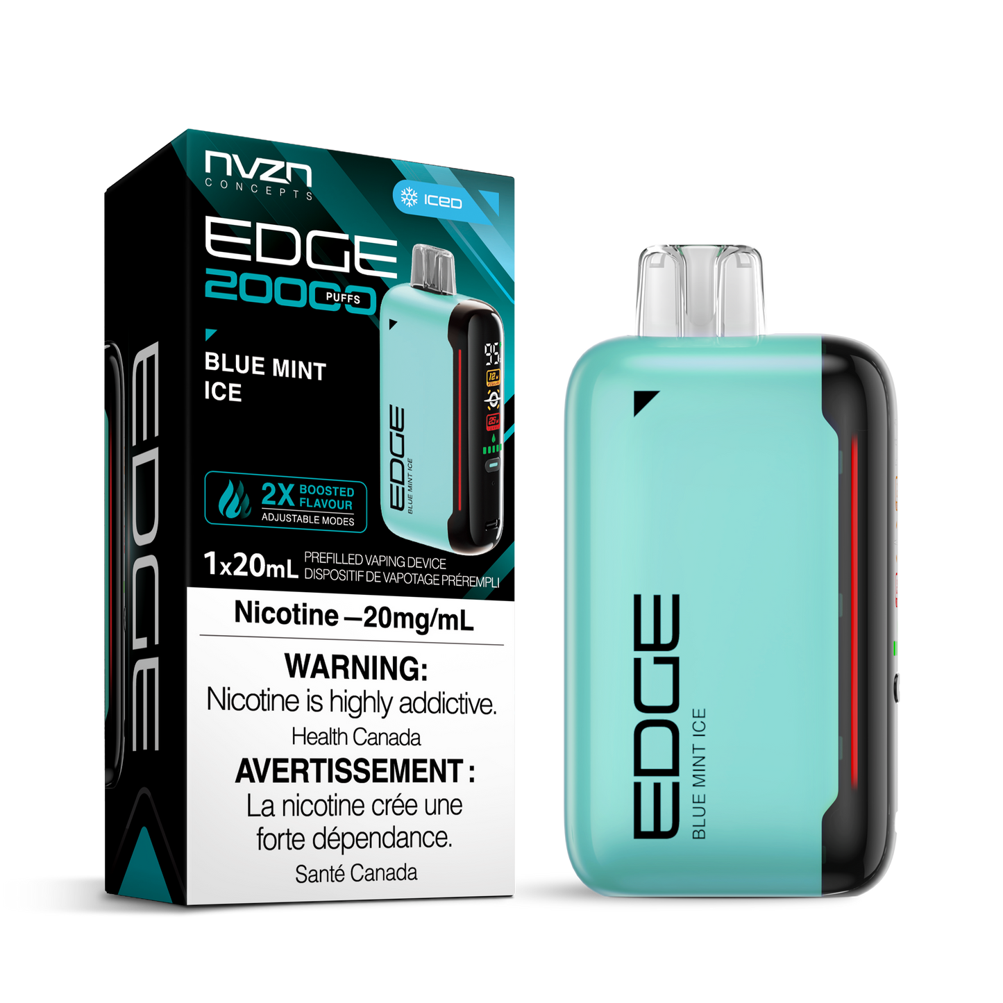 NVZN Edge 20000 Puff 20mL Rechargeable Disposable Vape Blue Mint Ice