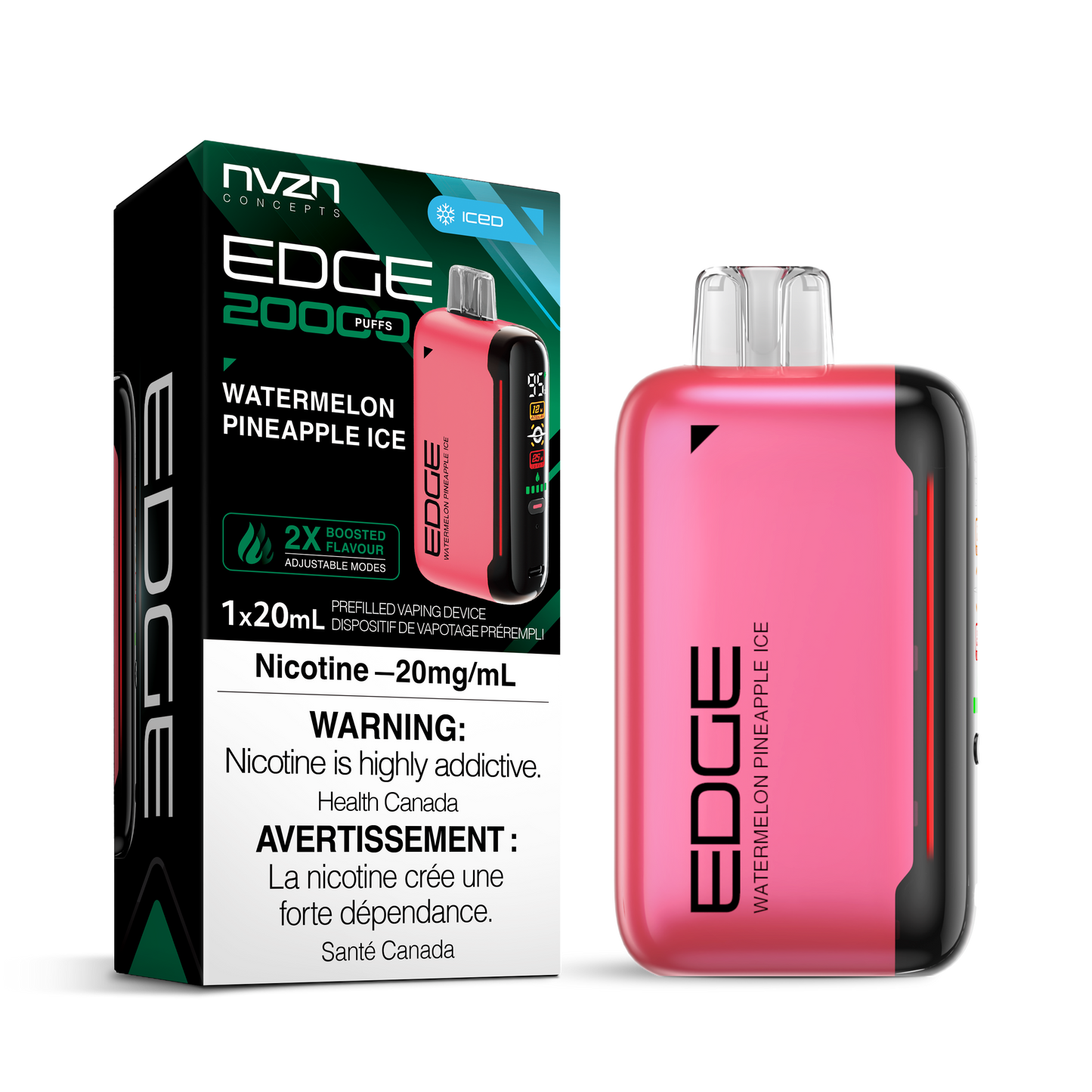 NVZN Edge 20000 Puff 20mL Rechargeable Disposable Vape Watermelon Pineapple Ice