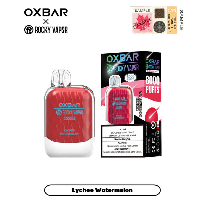 Vape jetable rechargeable OXBAR X Rocky Vapor G8000 18 ml