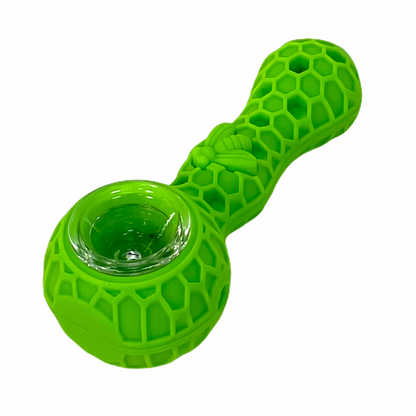 Pipe à main en silicone Honey Bee 4" avec bol en verre et outil