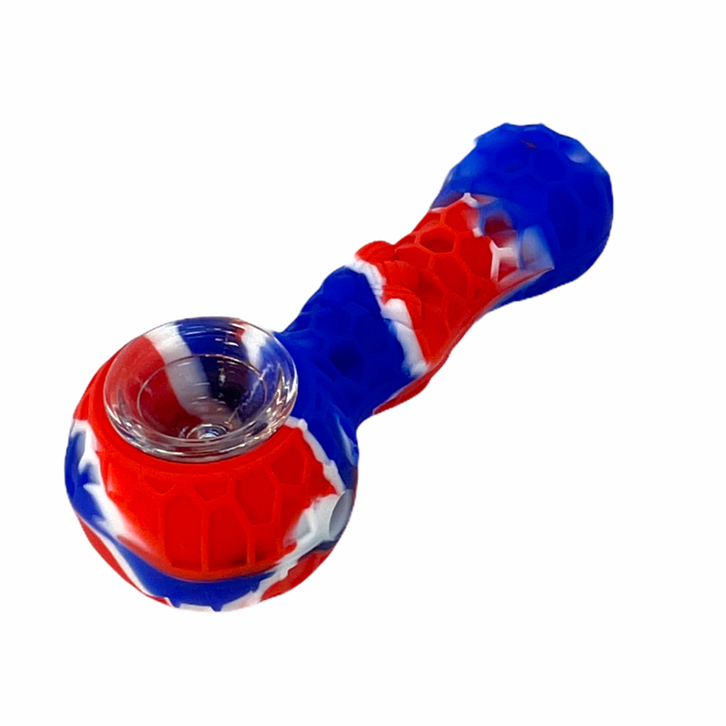 Honey Bee 4" Silicone Hand Pipe with Glass Bowl and Tool