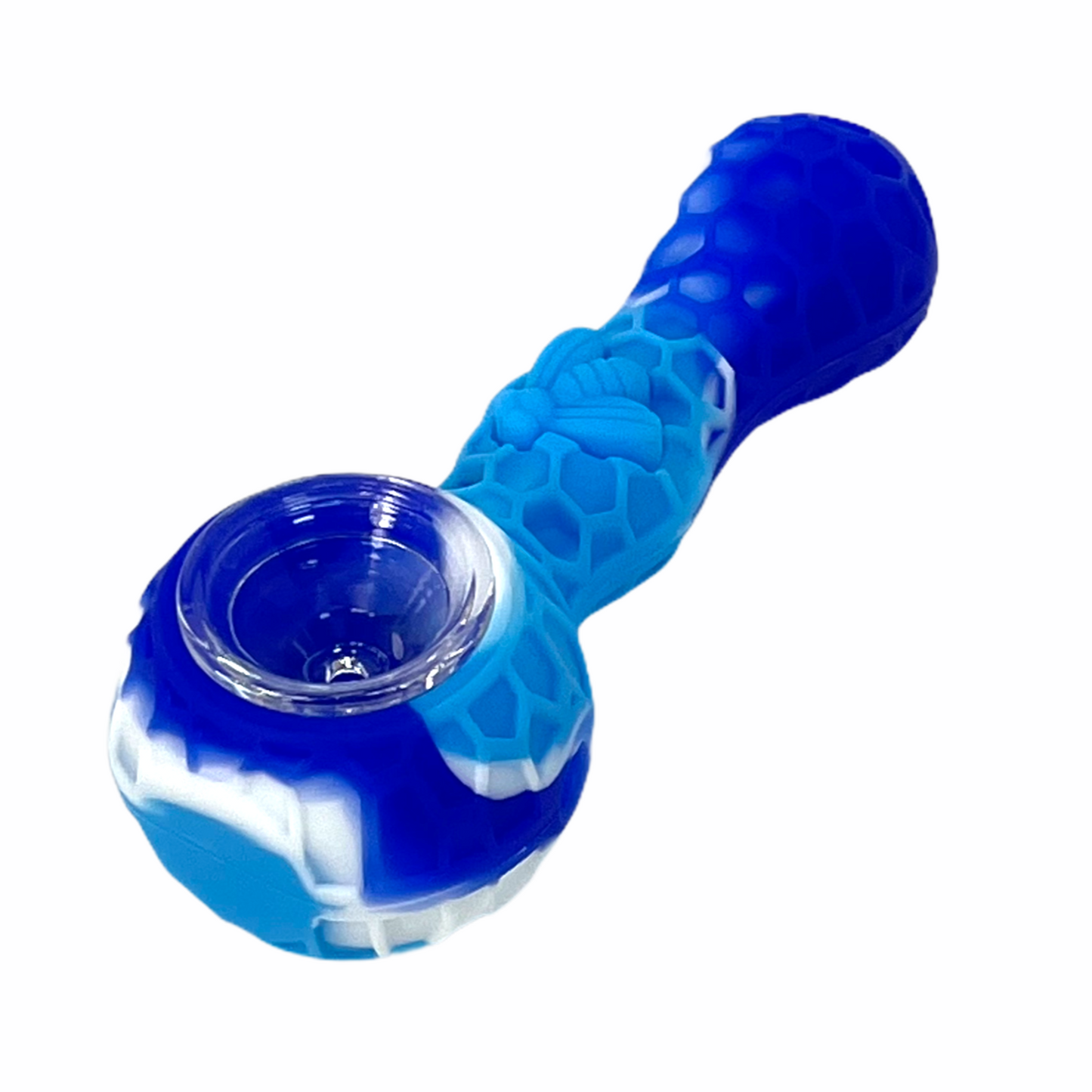 Honey Bee 4" Silicone Hand Pipe with Glass Bowl and Tool