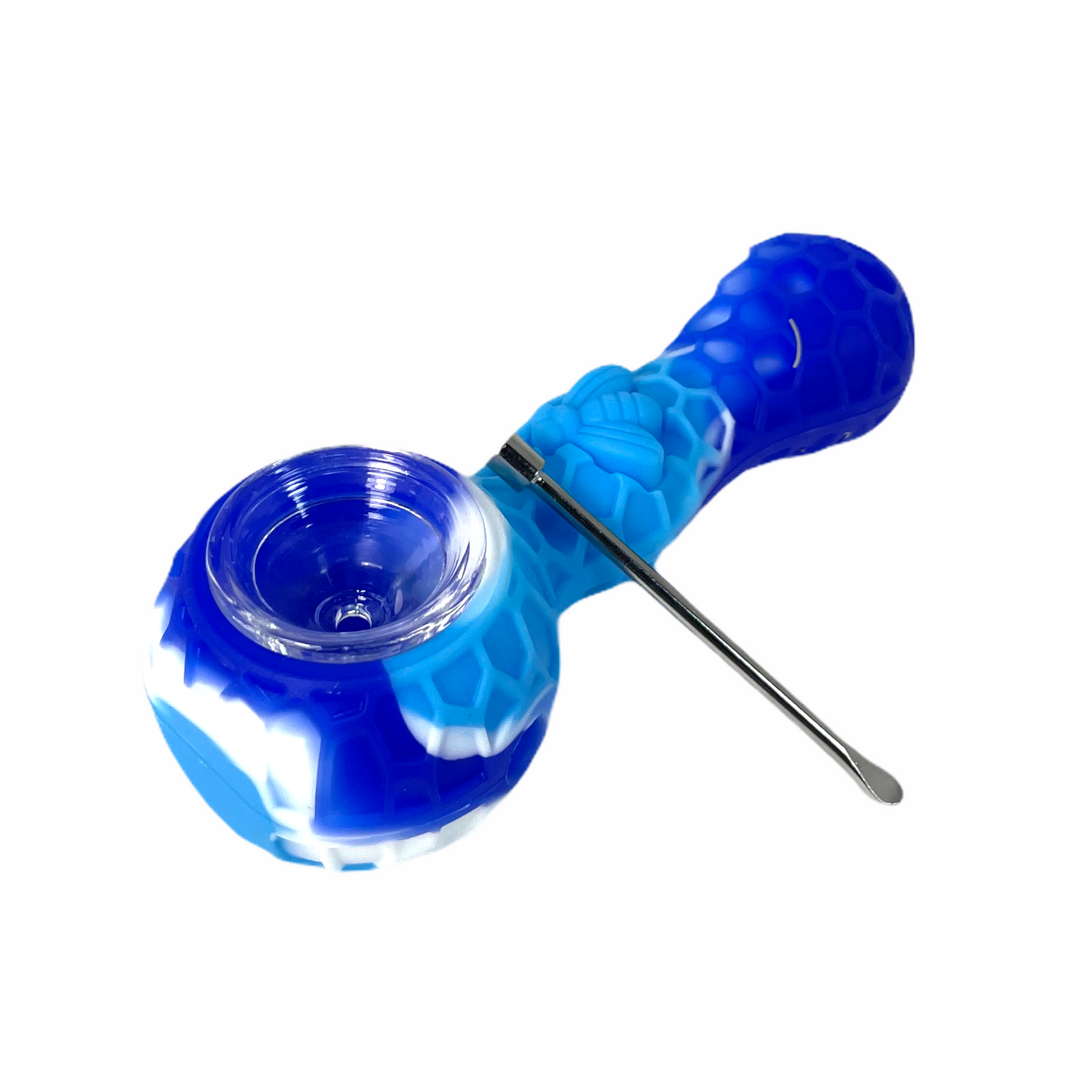 Honey Bee 4" Silicone Hand Pipe with Glass Bowl and Tool